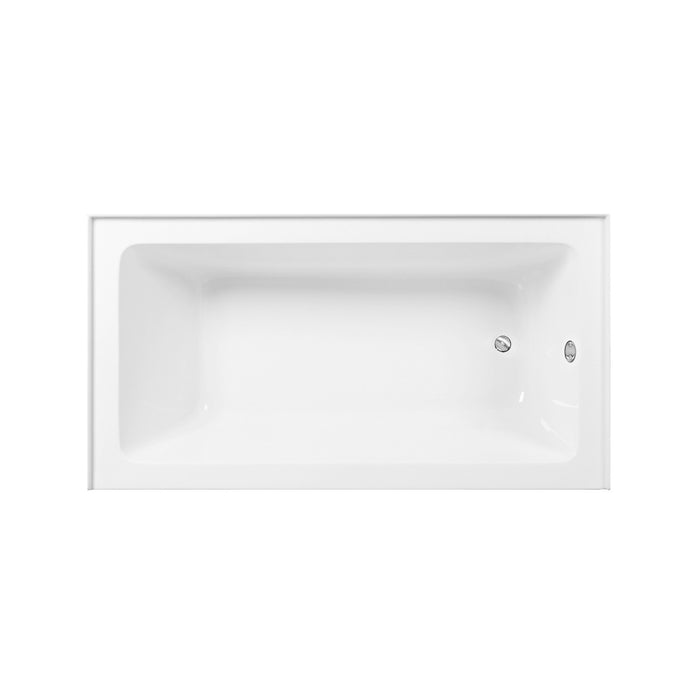 Kingston Tulare CVTAP603222R1 - Aqua Eden 60-Inch Acrylic Rectangular 3-Wall Alcove Tub Combo with Waste and Overflow Drain (Right Hand Drain), Glossy White/Polished Chrome