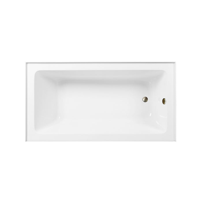 Kingston Tulare CVTAP603222R3 - Aqua Eden 60-Inch Acrylic Rectangular 3-Wall Alcove Tub Combo with Waste and Overflow Drain (Right Hand Drain), Glossy White/Antique Brass