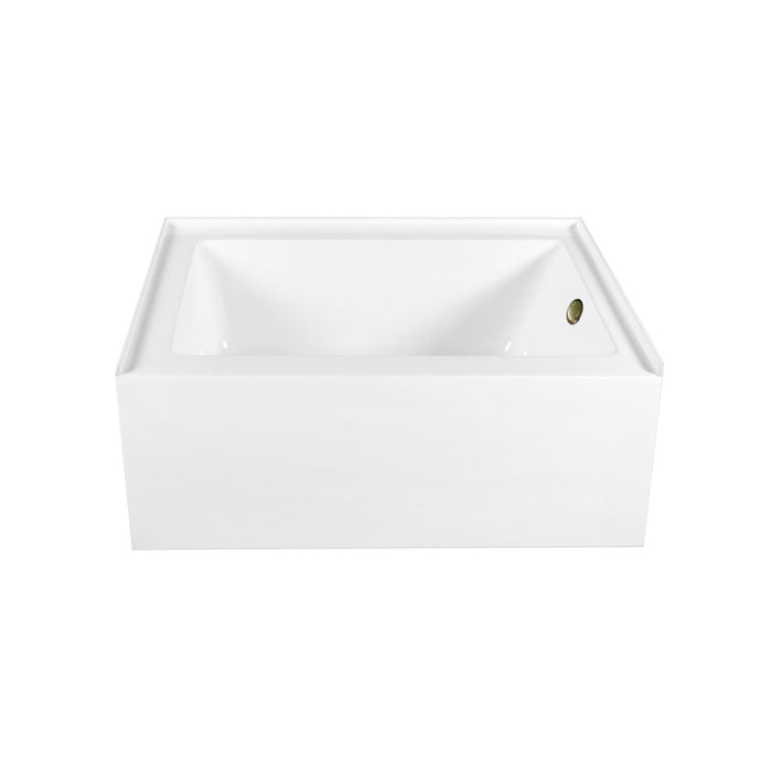 Kingston Tulare CVTAP603222R3 - Aqua Eden 60-Inch Acrylic Rectangular 3-Wall Alcove Tub Combo with Waste and Overflow Drain (Right Hand Drain), Glossy White/Antique Brass