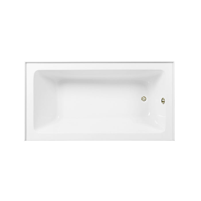 Kingston Tulare CVTAP603222R6 - Aqua Eden 60-Inch Acrylic Rectangular 3-Wall Alcove Tub Combo with Waste and Overflow Drain (Right Hand Drain), Glossy White/Polished Nickel