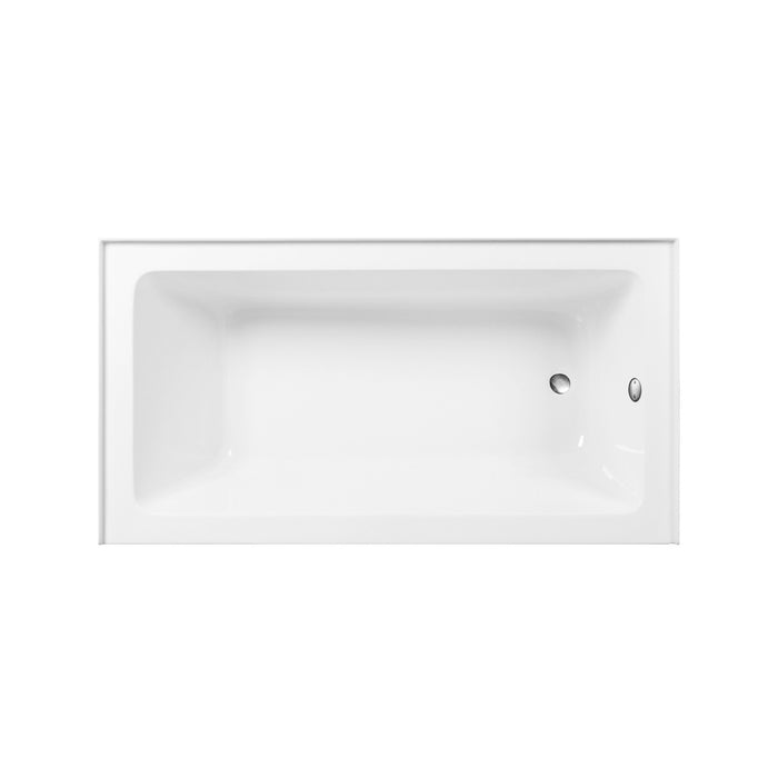 Kingston Tulare CVTAP603222R8 - Aqua Eden 60-Inch Acrylic Rectangular 3-Wall Alcove Tub Combo with Waste and Overflow Drain (Right Hand Drain), Glossy White/Brushed Nickel