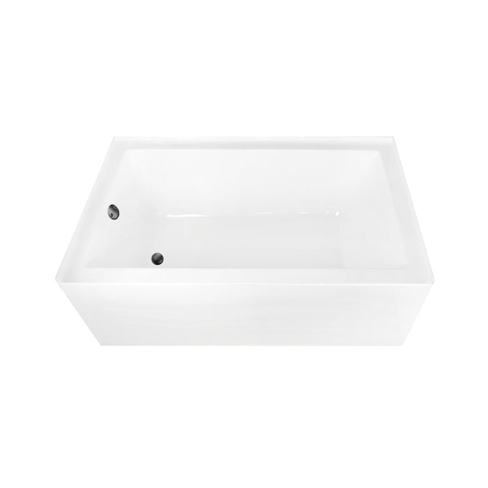Kingston Tulare CVTAP603622L0 - Aqua Eden 60-Inch Acrylic Rectangular 3-Wall Alcove Tub Combo with Waste and Overflow Drain (Left Hand Drain), Glossy White/Matte Black