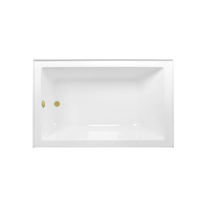 Kingston Tulare CVTAP603622L2 - Aqua Eden 60-Inch Acrylic Rectangular 3-Wall Alcove Tub Combo with Waste and Overflow Drain (Left Hand Drain), Glossy White/Polished Brass