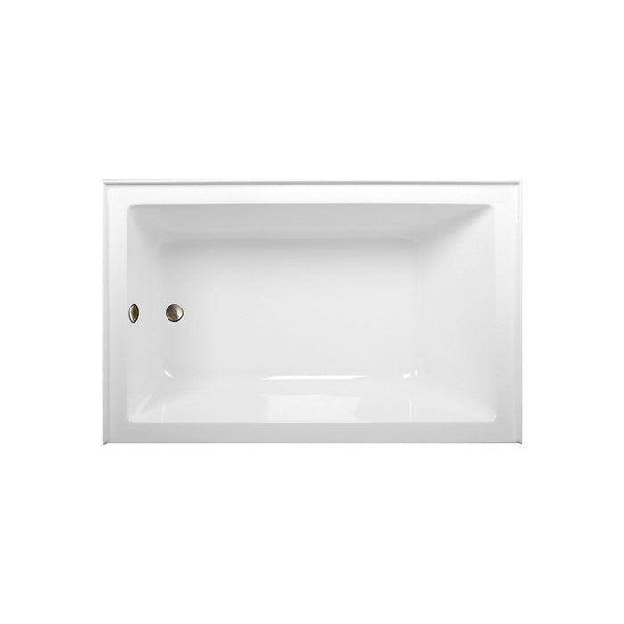 Kingston Tulare CVTAP603622L3 - Aqua Eden 60-Inch Acrylic Rectangular 3-Wall Alcove Tub Combo with Waste and Overflow Drain (Left Hand Drain), Glossy White/Antique Brass
