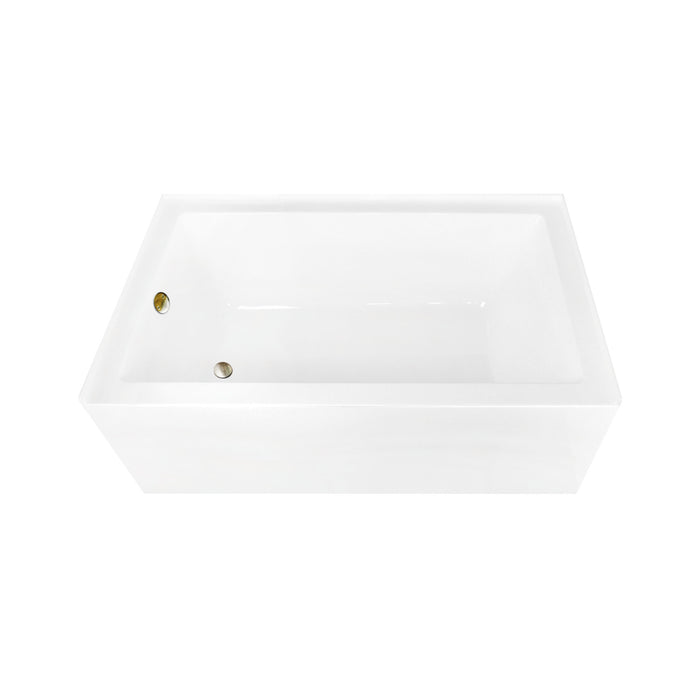 Kingston Tulare CVTAP603622L3 - Aqua Eden 60-Inch Acrylic Rectangular 3-Wall Alcove Tub Combo with Waste and Overflow Drain (Left Hand Drain), Glossy White/Antique Brass