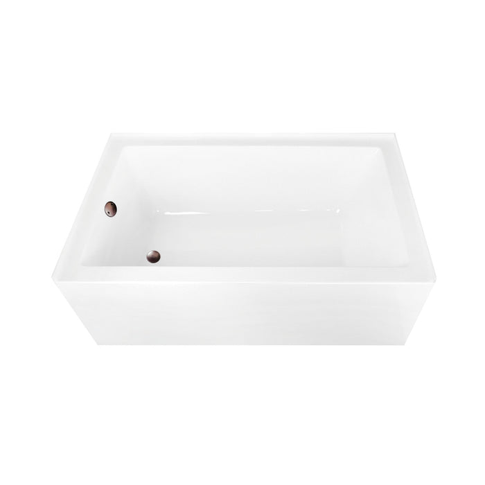 Kingston Tulare CVTAP603622L5 - Aqua Eden 60-Inch Acrylic Rectangular 3-Wall Alcove Tub Combo with Waste and Overflow Drain (Left Hand Drain), Glossy White/Oil Rubbed Bronze