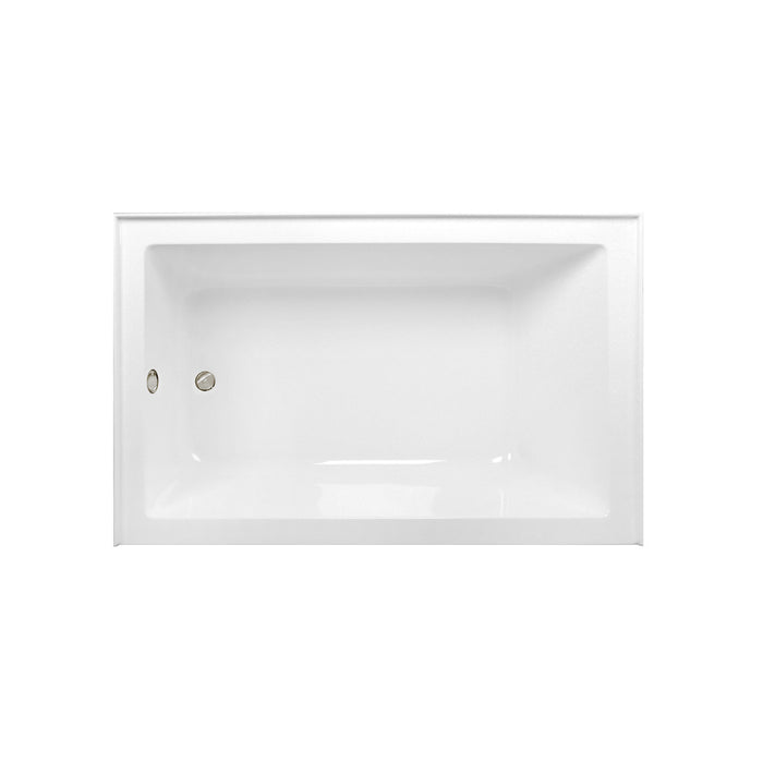 Kingston Tulare CVTAP603622L6 - Aqua Eden 60-Inch Acrylic Rectangular 3-Wall Alcove Tub Combo with Waste and Overflow Drain (Left Hand Drain), Glossy White/Polished Nickel