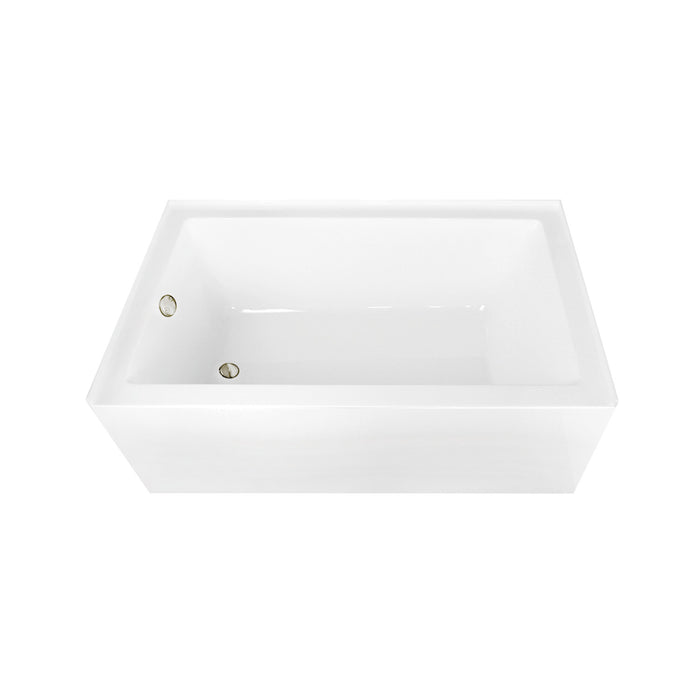 Kingston Tulare CVTAP603622L6 - Aqua Eden 60-Inch Acrylic Rectangular 3-Wall Alcove Tub Combo with Waste and Overflow Drain (Left Hand Drain), Glossy White/Polished Nickel