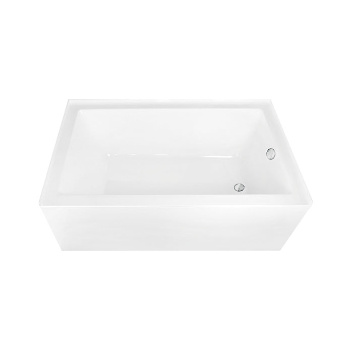 Kingston Tulare CVTAP603622R1 - Aqua Eden 60-Inch Acrylic Rectangular 3-Wall Alcove Tub Combo with Waste and Overflow Drain (Right Hand Drain), Glossy White/Polished Chrome