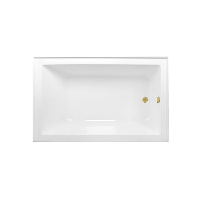 Kingston Tulare CVTAP603622R2 - Aqua Eden 60-Inch Acrylic Rectangular 3-Wall Alcove Tub Combo with Waste and Overflow Drain (Right Hand Drain), Glossy White/Polished Brass