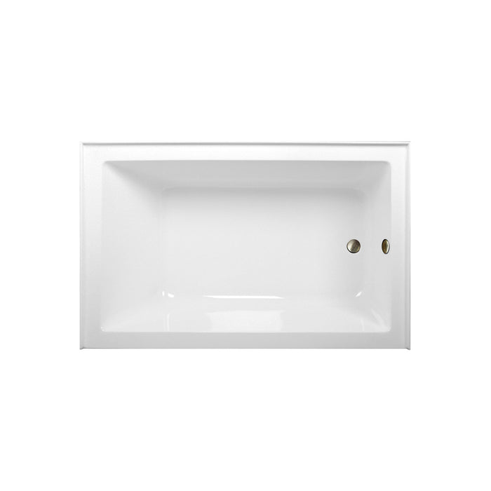 Kingston Tulare CVTAP603622R3 - Aqua Eden 60-Inch Acrylic Rectangular 3-Wall Alcove Tub Combo with Waste and Overflow Drain (Right Hand Drain), Glossy White/Antique Brass