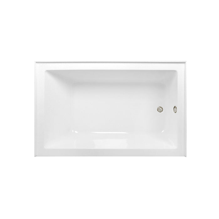 Kingston Tulare CVTAP603622R6 - Aqua Eden 60-Inch Acrylic Rectangular 3-Wall Alcove Tub Combo with Waste and Overflow Drain (Right Hand Drain), Glossy White/Polished Nickel