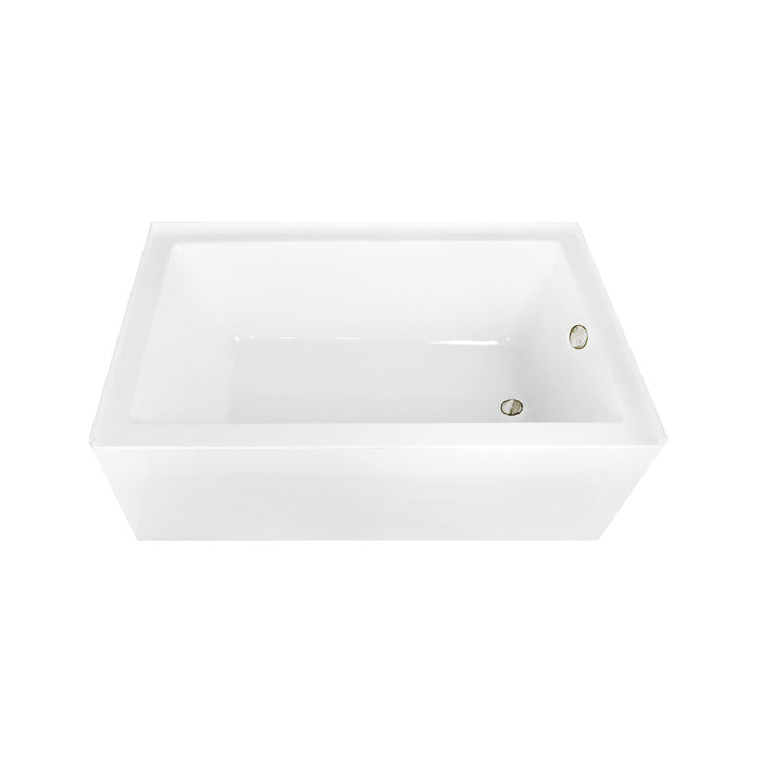 Kingston Tulare CVTAP603622R6 - Aqua Eden 60-Inch Acrylic Rectangular 3-Wall Alcove Tub Combo with Waste and Overflow Drain (Right Hand Drain), Glossy White/Polished Nickel
