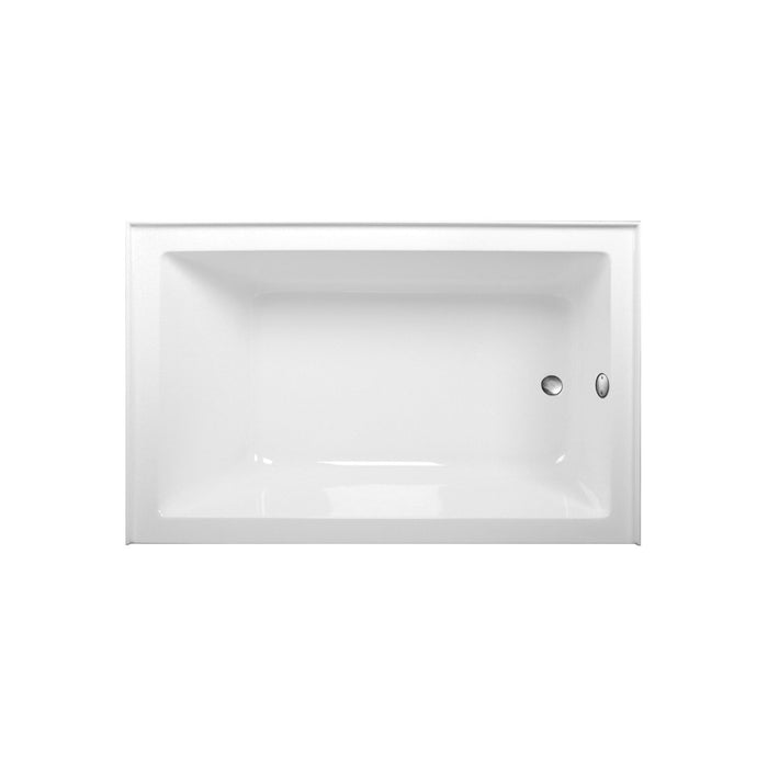 Kingston Tulare CVTAP603622R8 - Aqua Eden 60-Inch Acrylic Rectangular 3-Wall Alcove Tub Combo with Waste and Overflow Drain (Right Hand Drain), Glossy White/Brushed Nickel