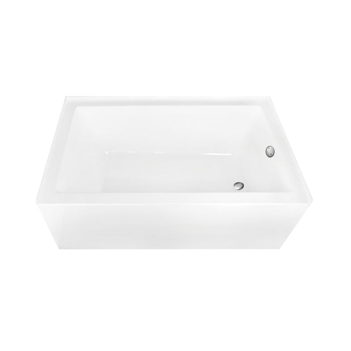 Kingston Tulare CVTAP603622R8 - Aqua Eden 60-Inch Acrylic Rectangular 3-Wall Alcove Tub Combo with Waste and Overflow Drain (Right Hand Drain), Glossy White/Brushed Nickel