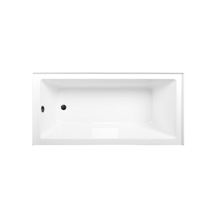 Kingston Tulare CVTAP663222L0 - Aqua Eden 66-Inch Acrylic Rectangular 3-Wall Alcove Tub Combo with Waste and Overflow Drain (Left Hand Drain), Glossy White/Matte Black