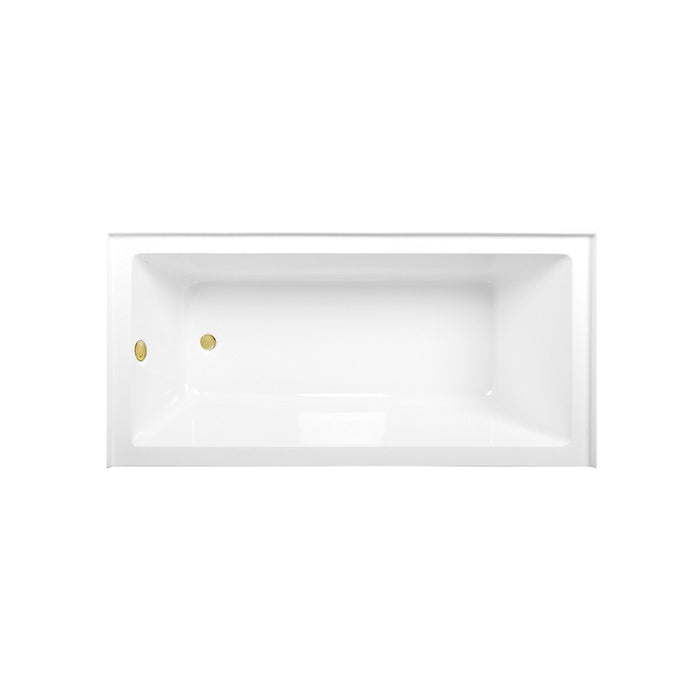 Kingston Tulare CVTAP663222L2 - Aqua Eden 66-Inch Acrylic Rectangular 3-Wall Alcove Tub Combo with Waste and Overflow Drain (Left Hand Drain), Glossy White/Polished Brass