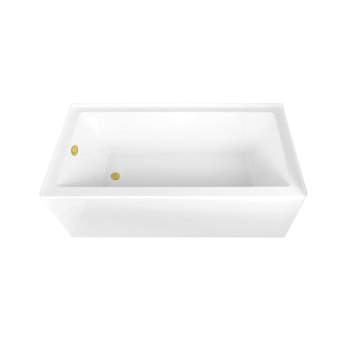 Kingston Tulare CVTAP663222L2 - Aqua Eden 66-Inch Acrylic Rectangular 3-Wall Alcove Tub Combo with Waste and Overflow Drain (Left Hand Drain), Glossy White/Polished Brass