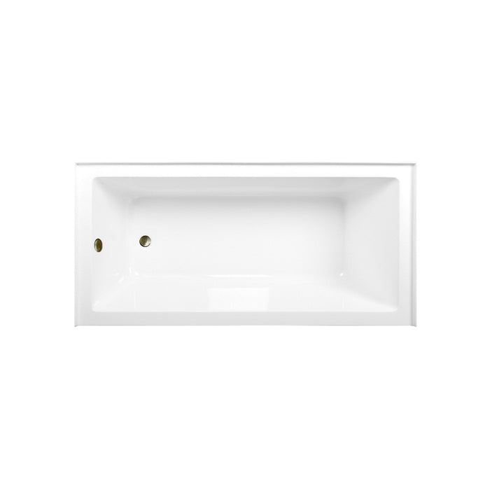 Aqua Eden CVTAP663222L3 66-Inch Acrylic Rectangular 3-Wall Alcove Tub Combo with Waste and Overflow Drain (Left Hand Drain), Glossy White/Antique Brass