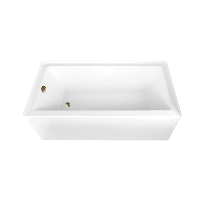 Aqua Eden CVTAP663222L3 66-Inch Acrylic Rectangular 3-Wall Alcove Tub Combo with Waste and Overflow Drain (Left Hand Drain), Glossy White/Antique Brass