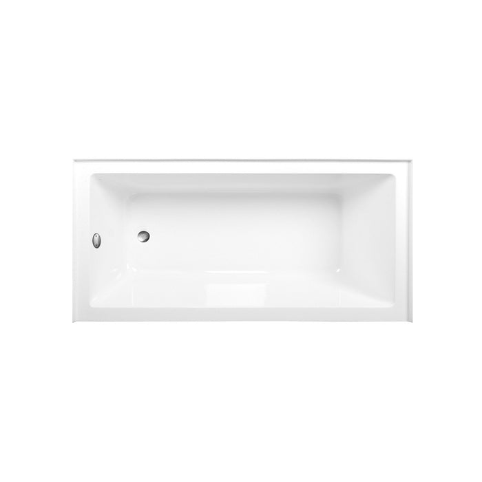 Kingston Tulare CVTAP663222L8 - Aqua Eden 66-Inch Acrylic Rectangular 3-Wall Alcove Tub Combo with Waste and Overflow Drain (Left Hand Drain), Glossy White/Brushed Nickel