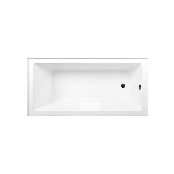 Kingston Tulare CVTAP663222R0 - Aqua Eden 66-Inch Acrylic Rectangular 3-Wall Alcove Tub Combo with Waste and Overflow Drain (Right Hand Drain), Glossy White/Matte Black