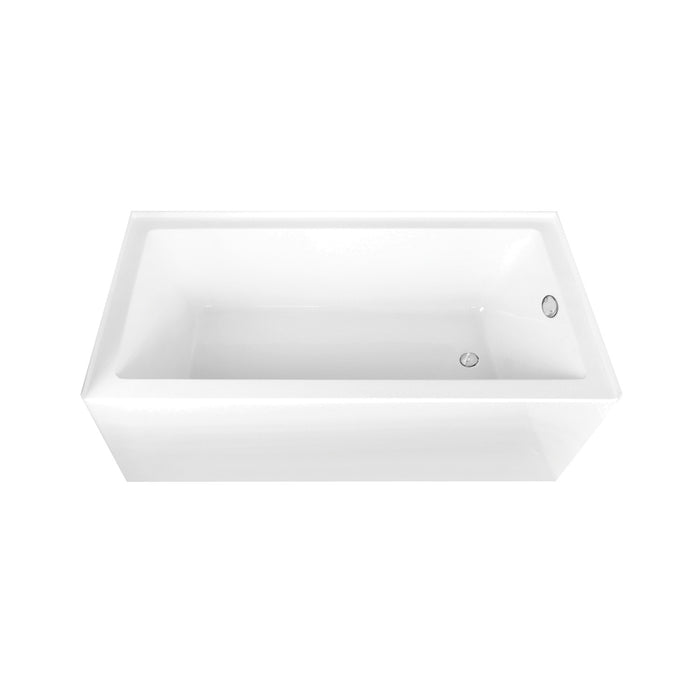 Kingston Tulare CVTAP663222R1 - Aqua Eden 66-Inch Acrylic Rectangular 3-Wall Alcove Tub Combo with Waste and Overflow Drain (Right Hand Drain), Glossy White/Polished Chrome