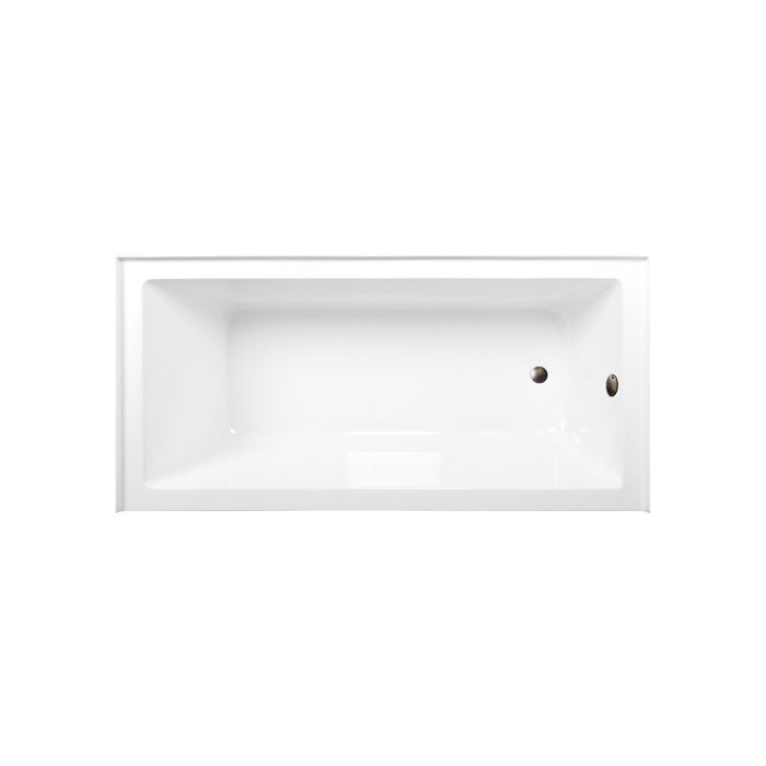 Kingston Tulare CVTAP663222R5 - Aqua Eden 66-Inch Acrylic Rectangular 3-Wall Alcove Tub Combo with Waste and Overflow Drain (Right Hand Drain), Glossy White/Oil Rubbed Bronze