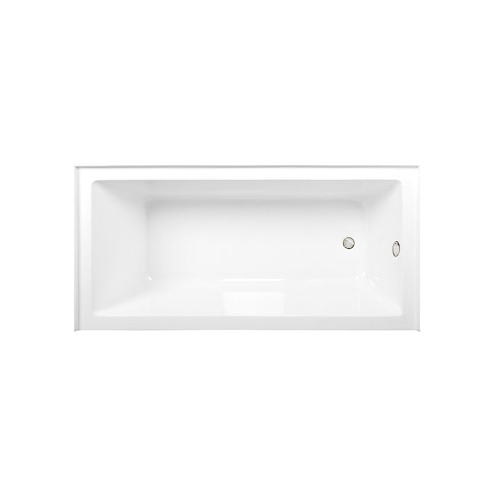 Kingston Tulare CVTAP663222R6 - Aqua Eden 66-Inch Acrylic Rectangular 3-Wall Alcove Tub Combo with Waste and Overflow Drain (Right Hand Drain), Glossy White/Polished Nickel
