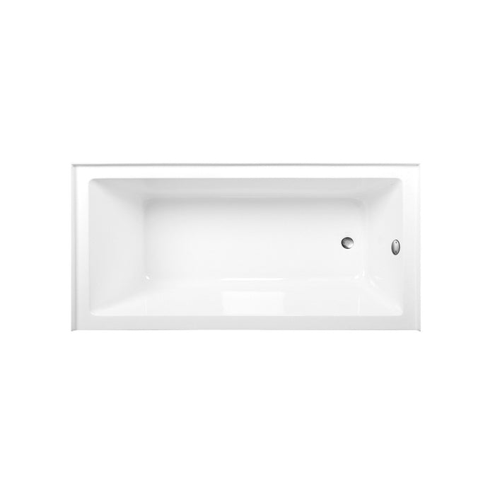 Kingston Tulare CVTAP663222R8 - Aqua Eden 66-Inch Acrylic Rectangular 3-Wall Alcove Tub Combo with Waste and Overflow Drain (Right Hand Drain), Glossy White/Brushed Nickel