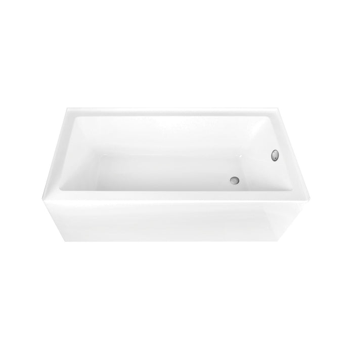 Kingston Tulare CVTAP663222R8 - Aqua Eden 66-Inch Acrylic Rectangular 3-Wall Alcove Tub Combo with Waste and Overflow Drain (Right Hand Drain), Glossy White/Brushed Nickel