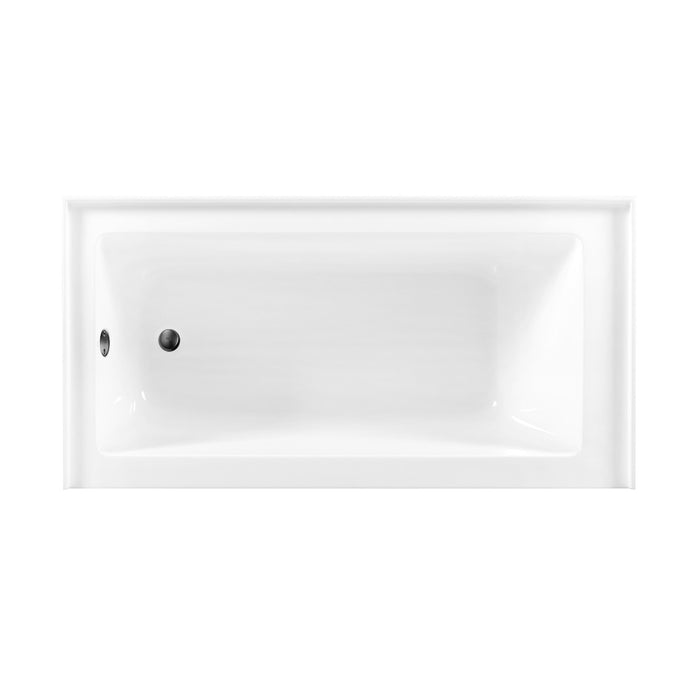 Kingston Tulare CVTDE603122L0 - Aqua Eden 60-Inch Acrylic Rectangular 3-Wall Alcove Tub Combo with Waste and Overflow Drain (Left Hand Drain), Glossy White/Matte Black