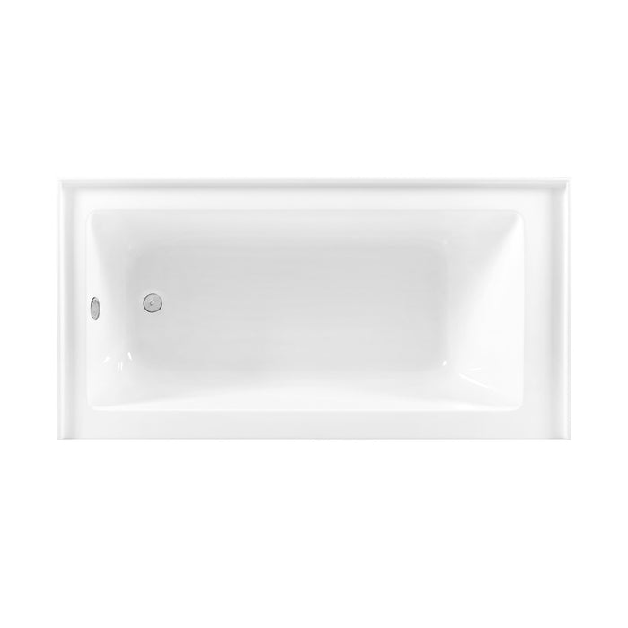 Aqua Eden CVTDE603122L1 60-Inch Acrylic Rectangular 3-Wall Alcove Tub Combo with Waste and Overflow Drain (Left Hand Drain), Glossy White/Polished Chrome
