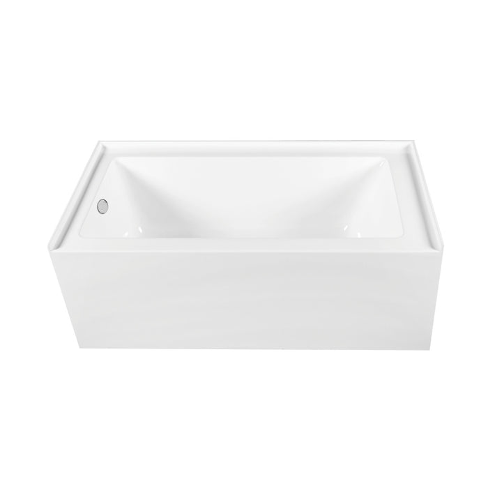 Aqua Eden CVTDE603122L1 60-Inch Acrylic Rectangular 3-Wall Alcove Tub Combo with Waste and Overflow Drain (Left Hand Drain), Glossy White/Polished Chrome