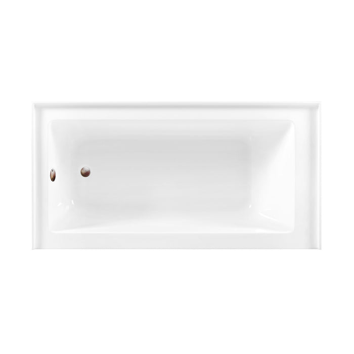 Kingston Tulare CVTDE603122L5 - Aqua Eden 66-Inch Acrylic Rectangular 3-Wall Alcove Tub Combo with Waste and Overflow Drain (Left Hand Drain), Glossy White/Oil Rubbed Bronze