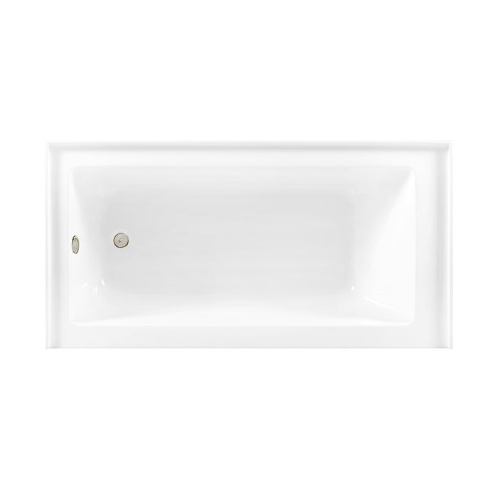 Aqua Eden CVTDE603122L6 60-Inch Acrylic Rectangular 3-Wall Alcove Tub Combo with Waste and Overflow Drain (Left Hand Drain), Glossy White/Polished Nickel