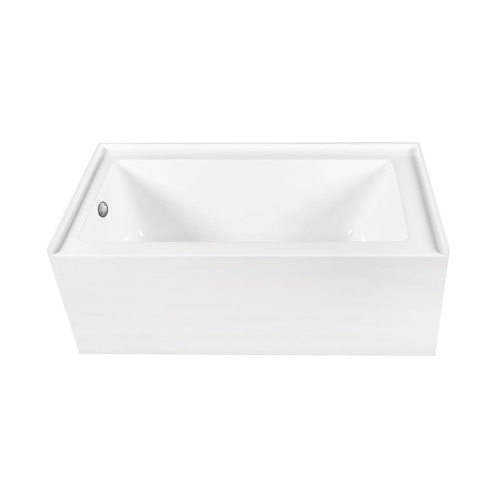 Kingston Tulare CVTDE603122L8 - Aqua Eden 60-Inch Acrylic Rectangular 3-Wall Alcove Tub Combo with Waste and Overflow Drain (Left Hand Drain), Glossy White/Brushed Nickel