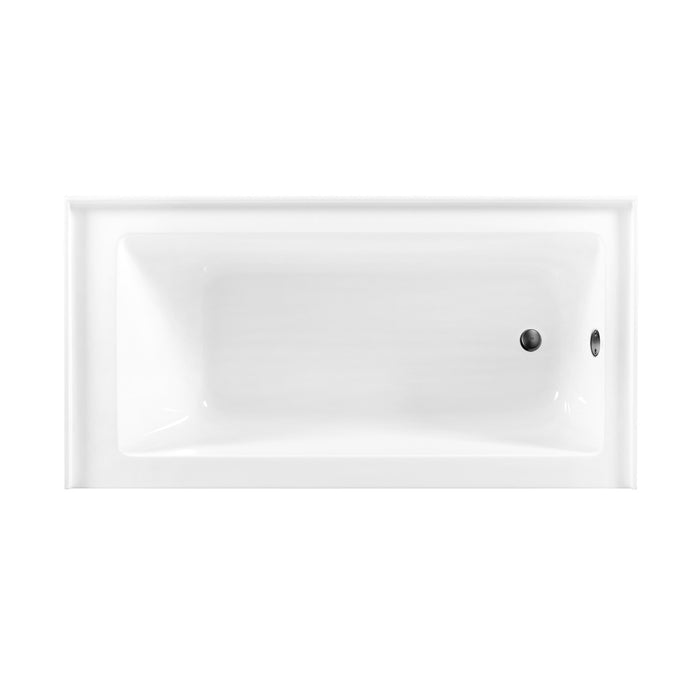 Kingston Tulare CVTDE603122R0 - Aqua Eden 60-Inch Acrylic Rectangular 3-Wall Alcove Tub Combo with Waste and Overflow Drain (Right Hand Drain), Glossy White/Matte Black