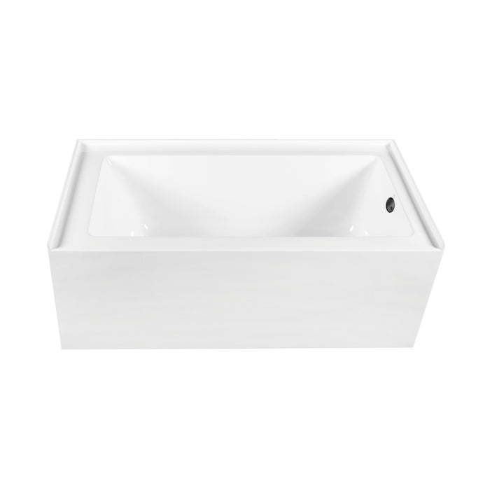 Kingston Tulare CVTDE603122R0 - Aqua Eden 60-Inch Acrylic Rectangular 3-Wall Alcove Tub Combo with Waste and Overflow Drain (Right Hand Drain), Glossy White/Matte Black