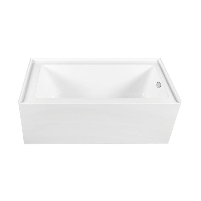 Aqua Eden CVTDE603122R1 60-Inch Acrylic Rectangular 3-Wall Alcove Tub Combo with Waste and Overflow Drain (Right Hand Drain), Glossy White/Polished Chrome