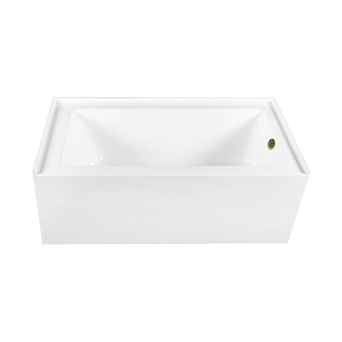 Aqua Eden CVTDE603122R3 60-Inch Acrylic Rectangular 3-Wall Alcove Tub Combo with Waste and Overflow Drain (Right Hand Drain), Glossy White/Antique Brass