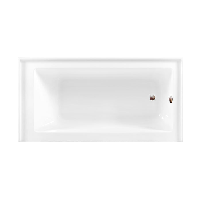 Kingston Tulare CVTDE603122R5 - Aqua Eden 66-Inch Acrylic Rectangular 3-Wall Alcove Tub Combo with Waste and Overflow Drain (Right Hand Drain), Glossy White/Oil Rubbed Bronze