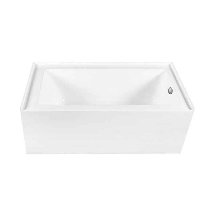 Kingston Tulare CVTDE603122R8 - Aqua Eden 60-Inch Acrylic Rectangular 3-Wall Alcove Tub Combo with Waste and Overflow Drain (Right Hand Drain), Glossy White/Brushed Nickel