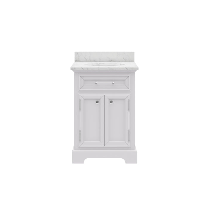 Kingston Derby DE24CW01PW - 24 in. x 22 in. Bathroom Vanity Marble Top and White Basin, White