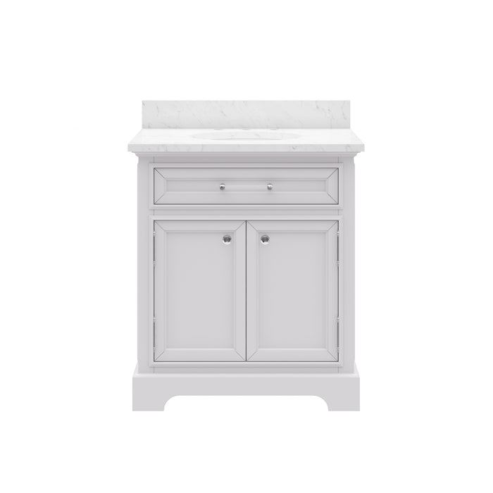 Kingston Derby DE30CW01PW - 30 in. x 22 in. Bathroom Vanity Marble Top and White Basin, White