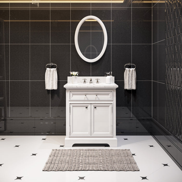Kingston Derby DE30CW01PW - 30 in. x 22 in. Bathroom Vanity Marble Top and White Basin, White