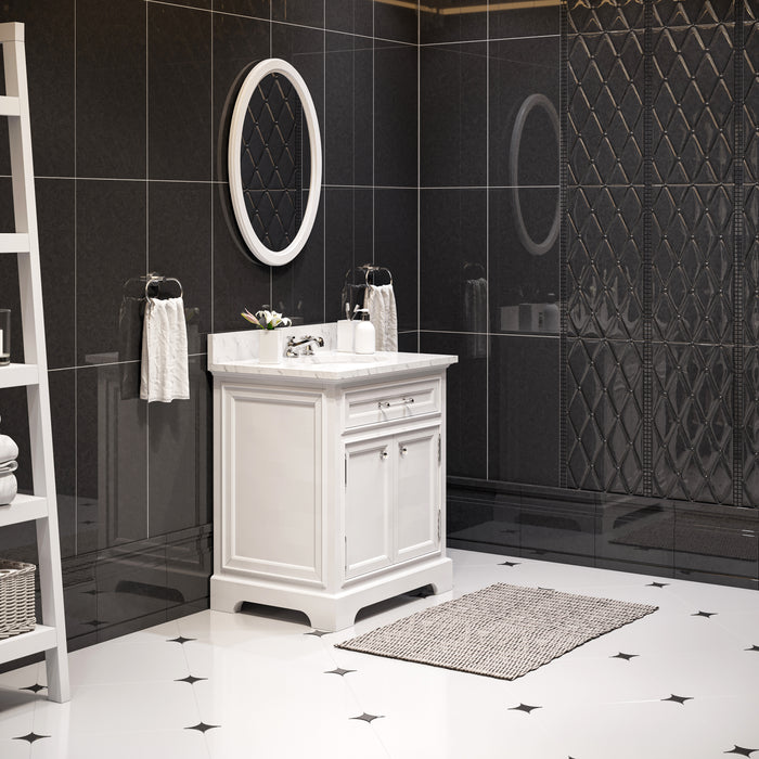 Kingston Derby DE30CW01PW - 30 in. x 22 in. Bathroom Vanity Marble Top and White Basin, White