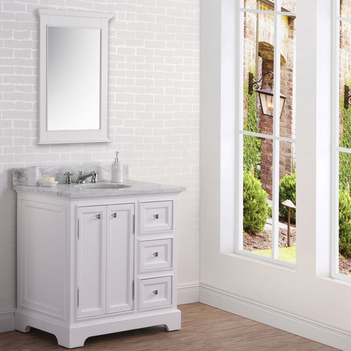 Kingston Derby DE36CW01PW - 36 in. x 22 in. Bathroom Vanity Marble Top and White Basin, White