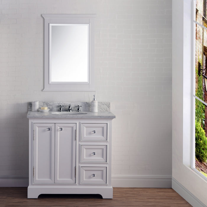 Kingston Derby DE36CW01PW - 36 in. x 22 in. Bathroom Vanity Marble Top and White Basin, White