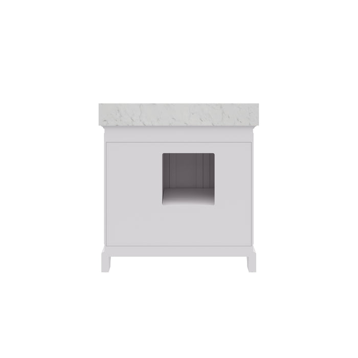 Kingston Derby DE36CW01PW - 36 in. x 22 in. Bathroom Vanity Marble Top and White Basin, White